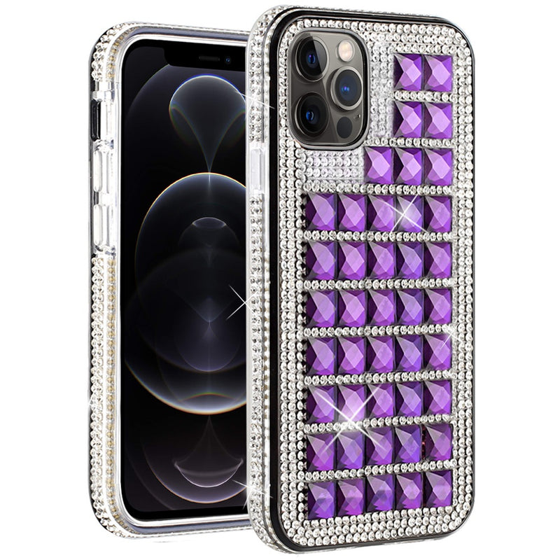 For iPhone 12 Pro Max 6.7 Bling Diamond Shiny Crystal Case Cover - Dark Purple