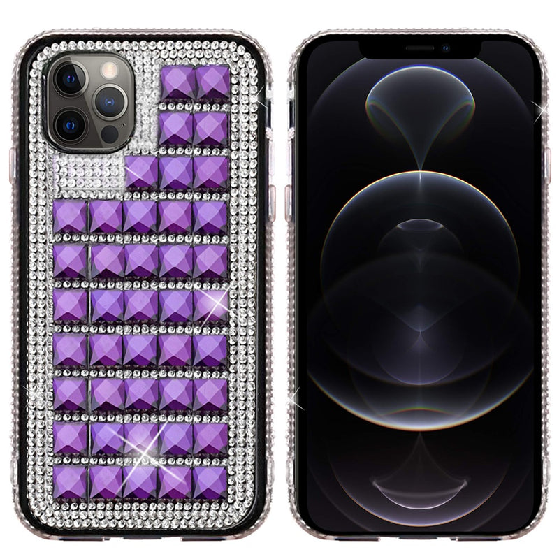 For iPhone 12 Pro Max 6.7 Bling Diamond Shiny Crystal Case Cover - Dark Purple