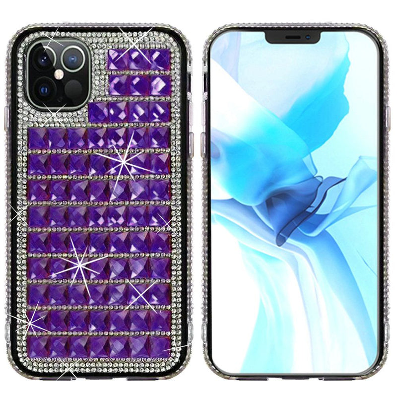 Bling Diamond Shiny Crystal Case Cover For iPhone 12/Pro (6.1 Only) - Dark Purple