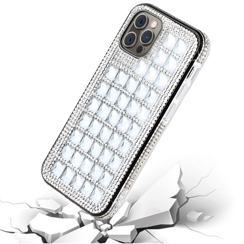 For iPhone 12/Pro (6.1 Only) Bling Diamond Shiny Crystal Case Cover - Silver