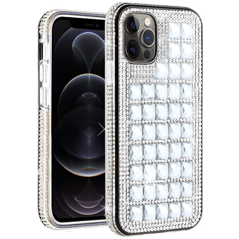 For iPhone 12/Pro (6.1 Only) Bling Diamond Shiny Crystal Case Cover - Silver