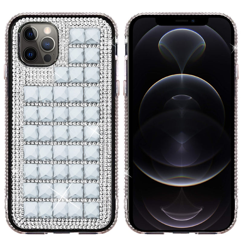 For iPhone 12/Pro (6.1 Only) Bling Diamond Shiny Crystal Case Cover - Silver