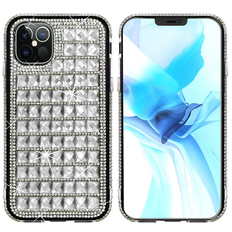 For iPhone 12 Pro Max 6.7 Bling Diamond Shiny Crystal Case Cover - Silver