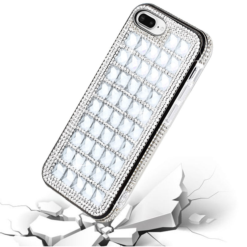 For Apple iPhone 8 Plus/7 Plus/6 Plus/6s Plus Bling Diamond Shiny Crystal Case Cover - Silver