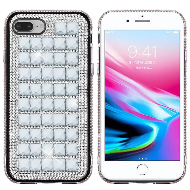 For Apple iPhone 8 Plus/7 Plus/6 Plus/6s Plus Bling Diamond Shiny Crystal Case Cover - Silver