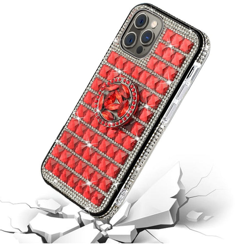 For Apple iPhone SE2 (2020) 8/7/6/6s Trendy Fashion Design Hybrid Case Cover - Ring Stand on Red