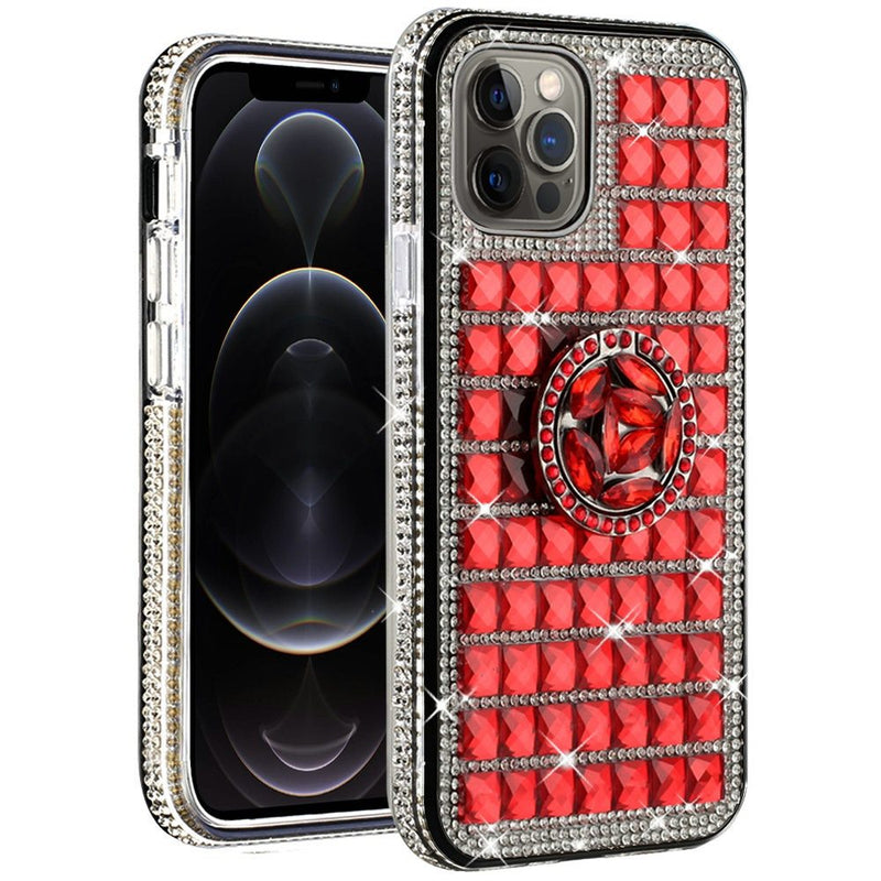 For Apple iPhone SE2 (2020) 8/7/6/6s Trendy Fashion Design Hybrid Case Cover - Ring Stand on Red