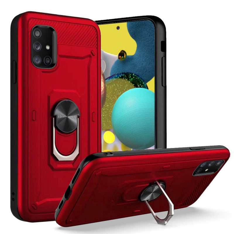 For Motorola Moto G Fast Champion Magnetic Ring Kickstand Case Cover - Red (Blister)