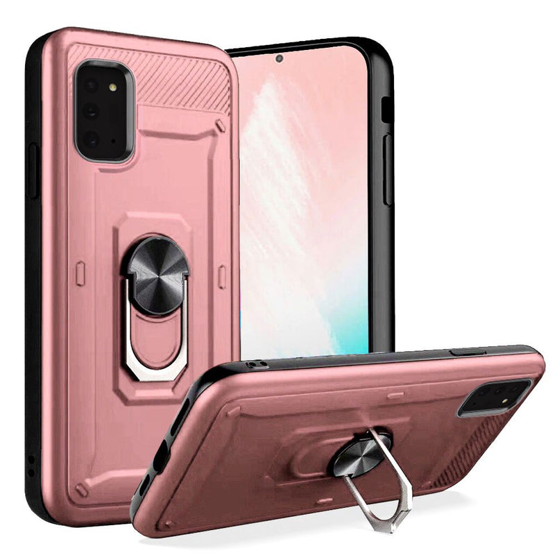 For Samsung Galaxy Note 20 5G Champion Magnetic Ring Kickstand Case Cover - Rose Gold