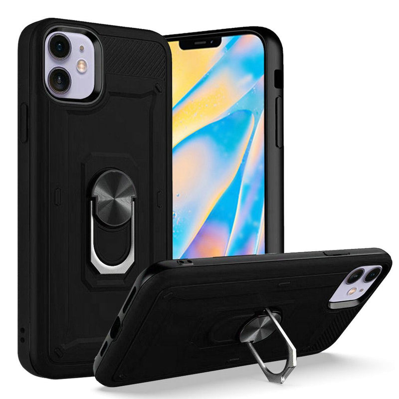 For iPhone 12 Mini 5.4 Champion Magnetic Ring Kickstand Case Cover - Black