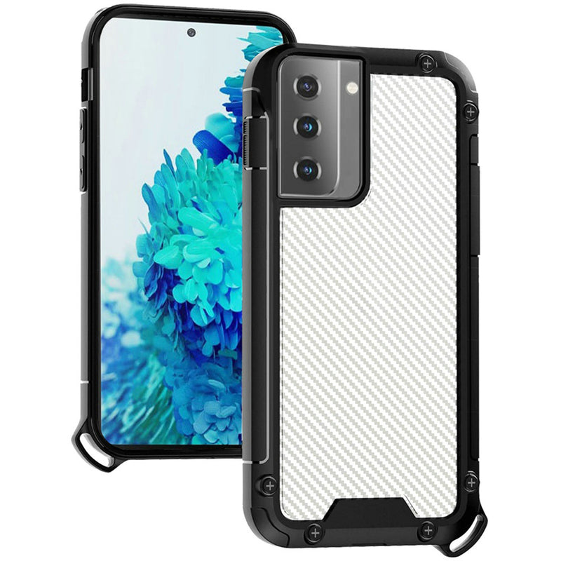 For Samsung Galaxy S20 FE 5G Carbon Design ShockProof Hybrid Case Cover - Black