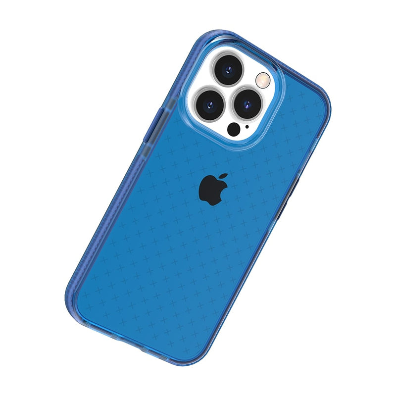 For Apple iPhone 14 PRO MAX 6.7" CROSS Design Ultra Thick 3.0mm Transparent ShockProof Hybrid Case Cover - Blue