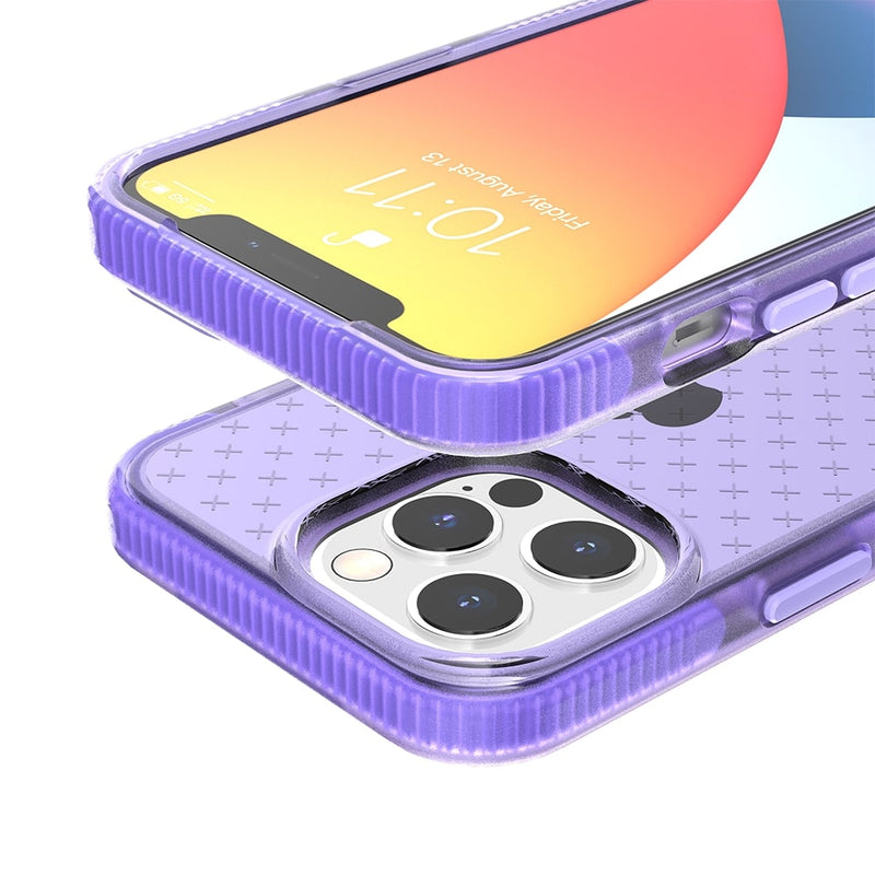 For iPhone 14 PLUS CROSS Design Ultra Thick 3.0mm Transparent ShockProof Hybrid Case Cover - Purple