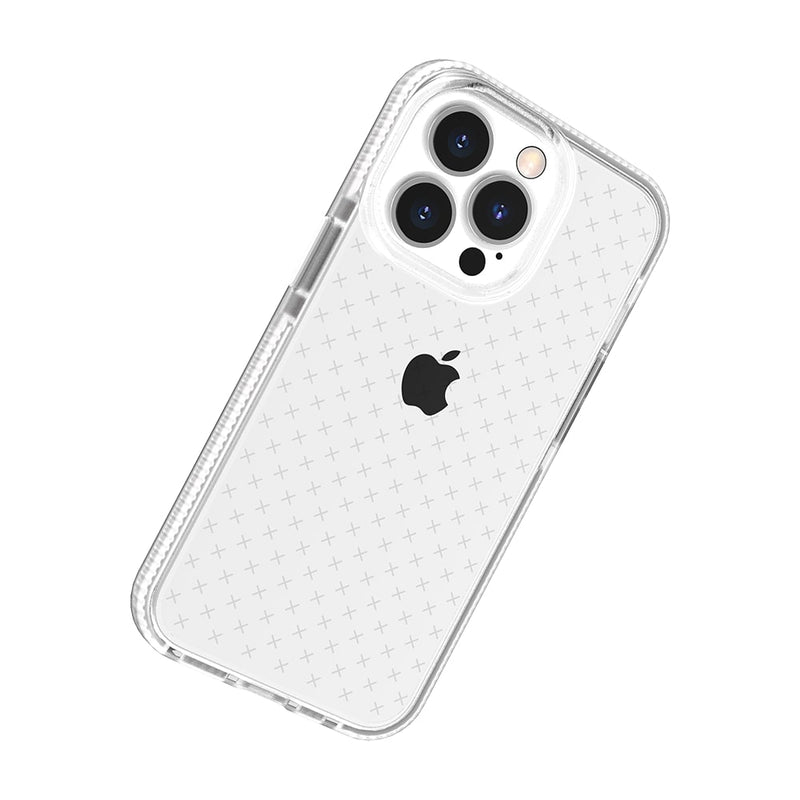 For Apple iPhone 14 PRO 6.1" CROSS Design Ultra Thick 3.0mm Transparent ShockProof Hybrid Case Cover - White