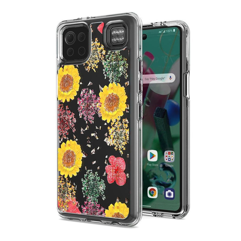 For LG K92 5G Floral Glitter Design Case Cover - Botanic