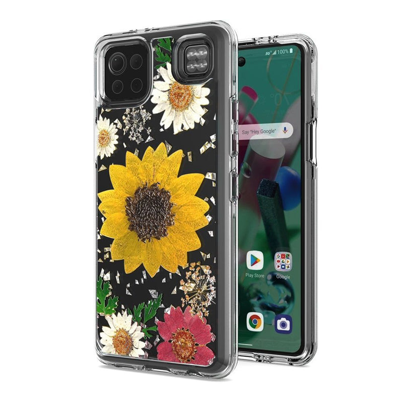 For LG K92 5G Floral Glitter Design Case Cover - Sunflower