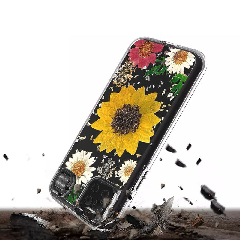 For LG K92 5G Floral Glitter Design Case Cover - Sunflower