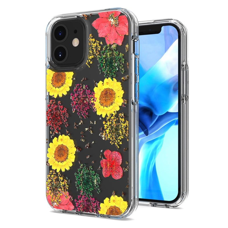 For iPhone 12 Mini 5.4 Floral Glitter Design Case Cover - Botanic