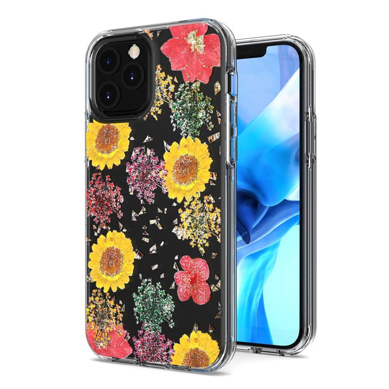 For iPhone 12/Pro (6.1 Only) Floral Glitter Design Case Cover - Botanic