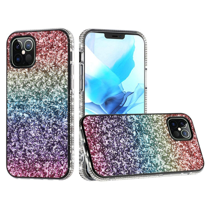 For Apple iPhone 12 6.7 inch Decorative Glitter with Diamond All Around Hybrid - C Style