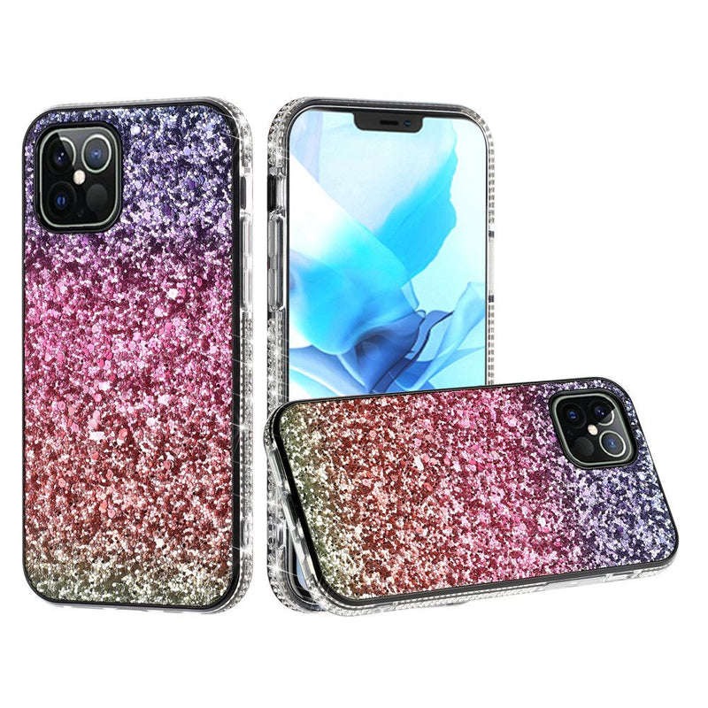 For Apple iPhone 12 6.7 inch Decorative Glitter with Diamond All Around Hybrid - D Style