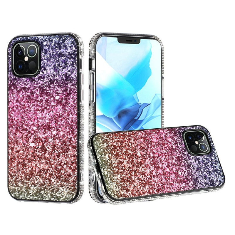 For Apple iPhone 14 PRO 6.1" Decorative Glitter with Diamond All Around Hybrid - D Style