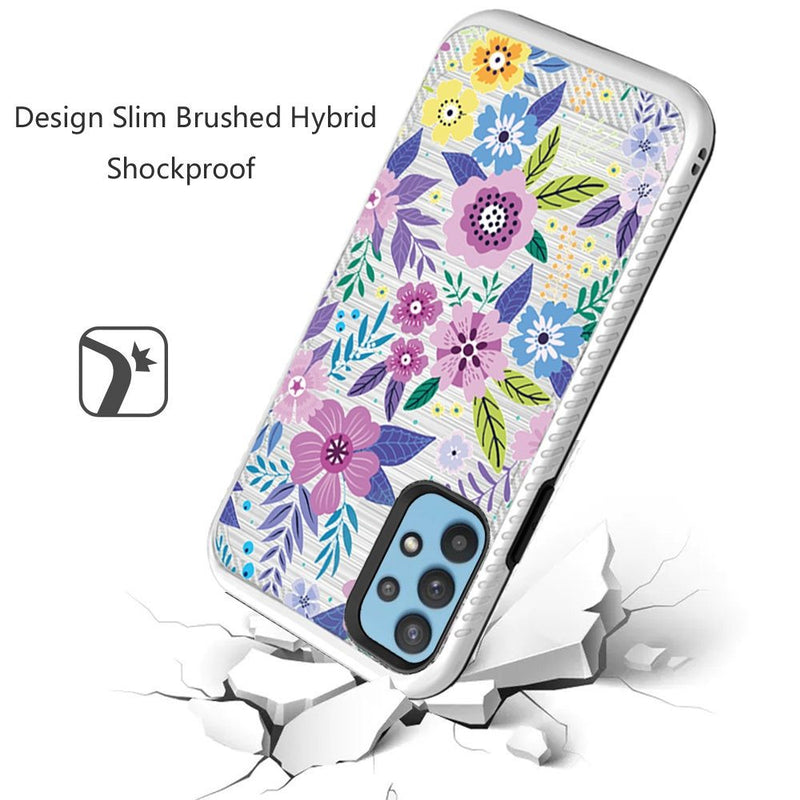 For Samsung A32 5G Design Slim Brushed Hybrid - Colorful Flower Arrangement