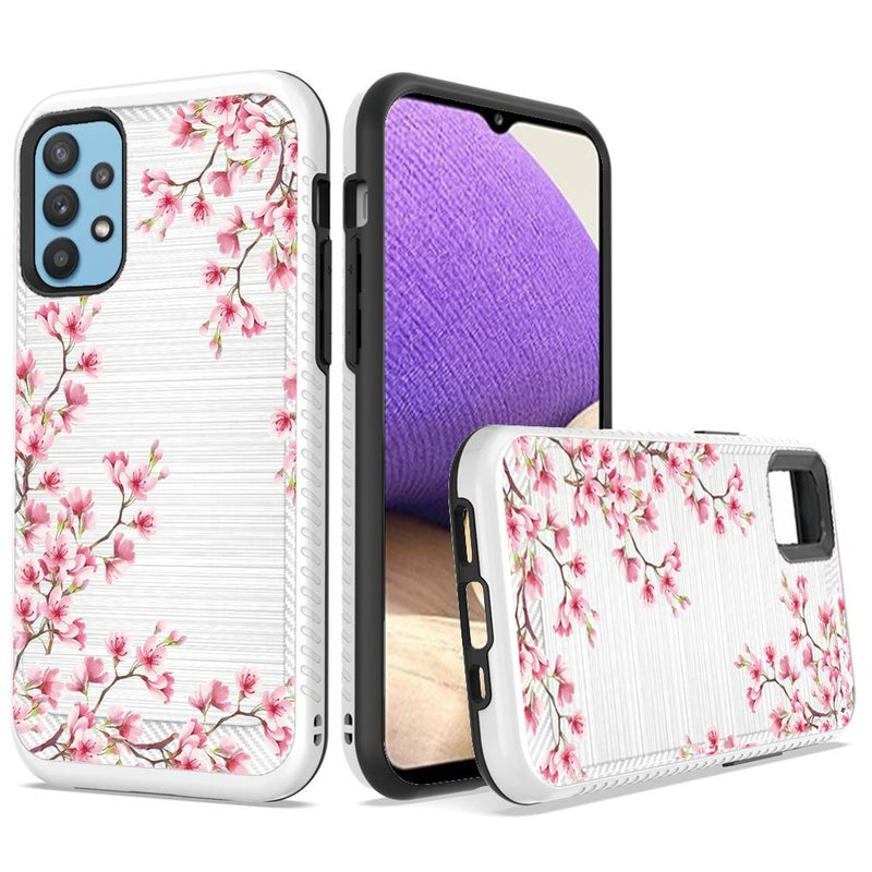 For Samsung A32 5G Design Slim Brushed Hybrid - Sakura Flowers