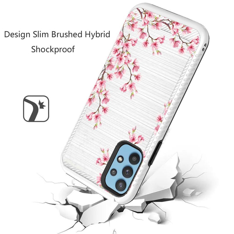 For Samsung A32 5G Design Slim Brushed Hybrid - Sakura Flowers