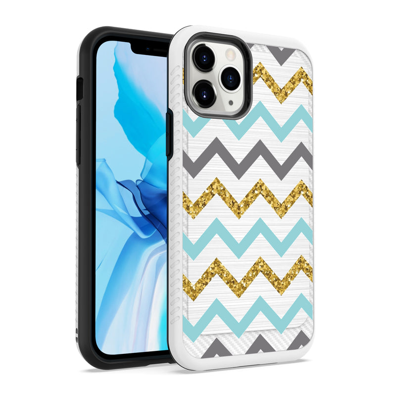 For iPhone 13 Pro Max Design Slim Brushed Hybrid - Colorful ZigZag