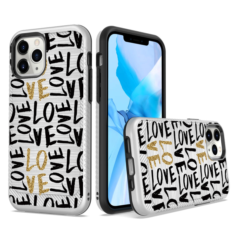 For iPhone 13 Pro Max Design Slim Brushed Hybrid - Love In Gold
