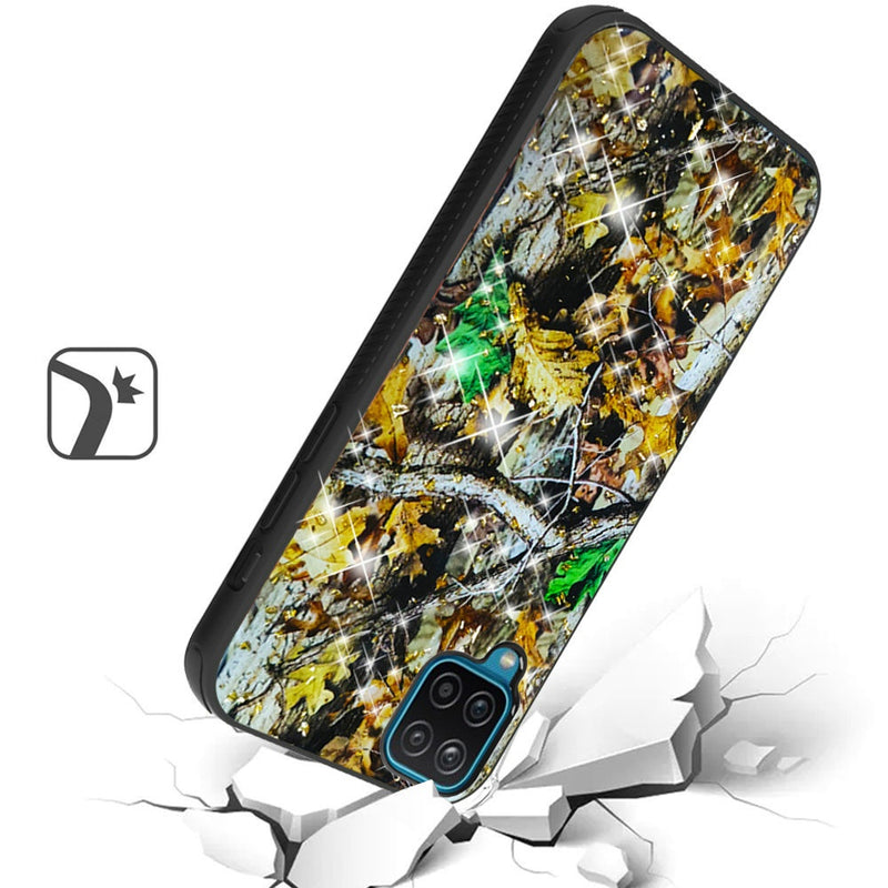 For Samsung A12 Glitter Printed Design Hybrid Cover Case - Hunter Forest