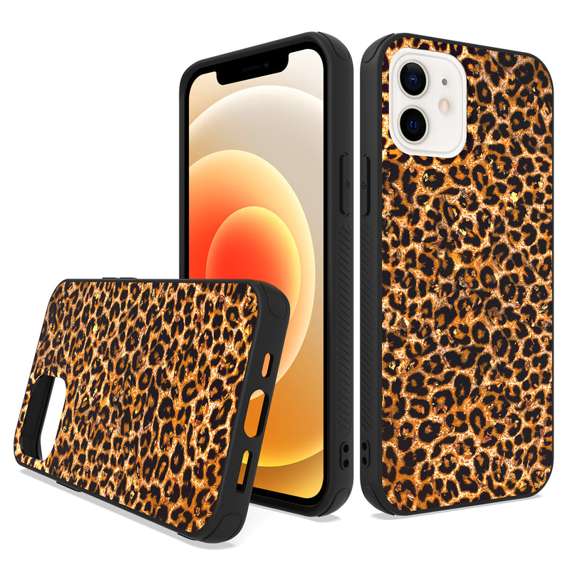 For iPhone 13 Pro Max Glitter Printed Design Hybrid Cover Case - Cheetah