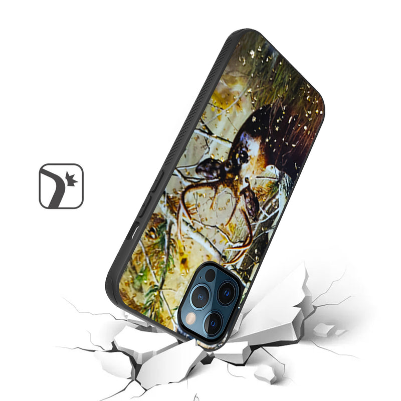For iPhone 12/Pro (6.1 Only) Glitter Printed Design Hybrid Cover Case - Deer Hunter