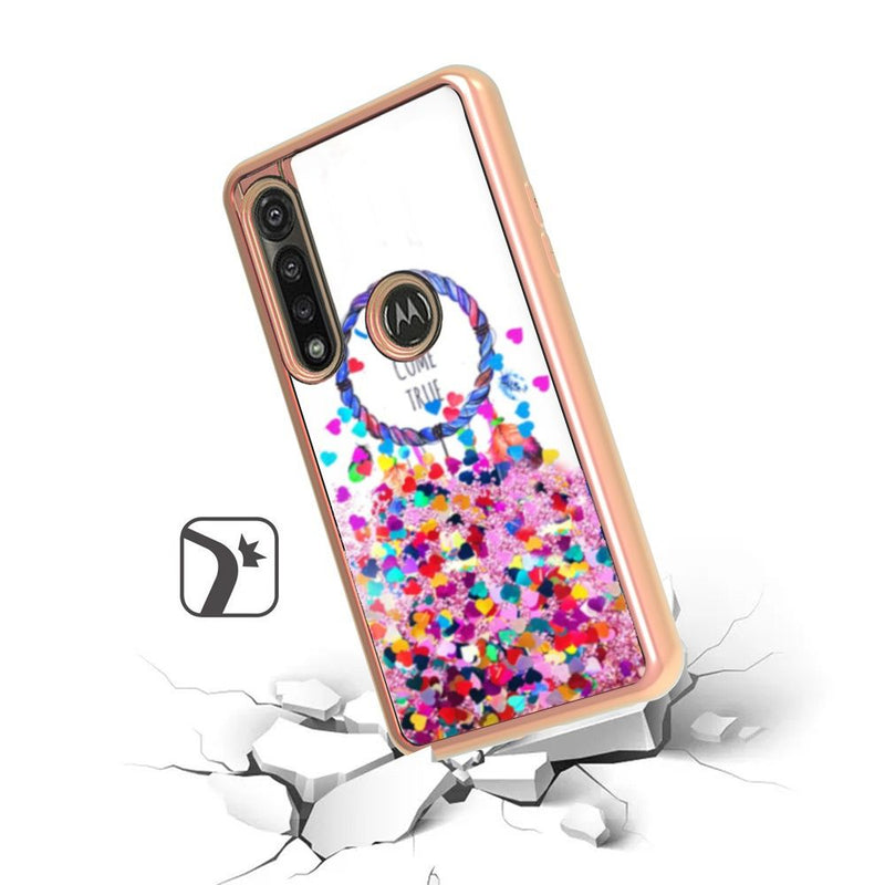 For Motorola Moto G Power (2020) Design Water Quicksand Glitter Case Cover - Dreams Come True