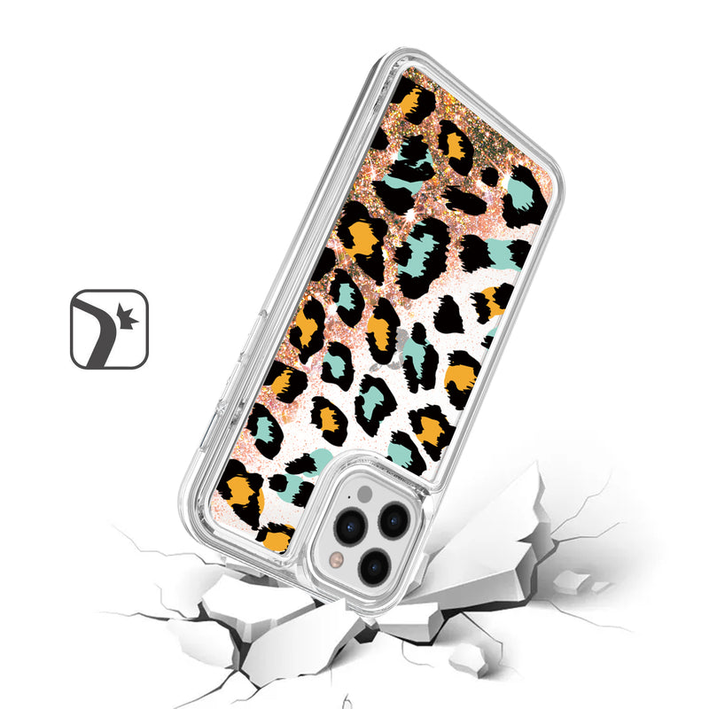 For iPhone 12/Pro (6.1 Only) Design Water Quicksand Glitter Case Cover - Animal E