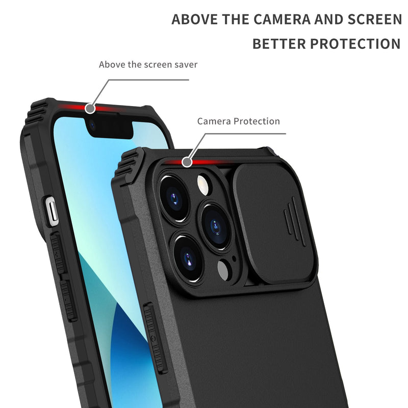 For Apple iPhone 14 PRO MAX 6.7" Easy Viewing Kickstand Camera Protection Hybrid Case Cover - Black