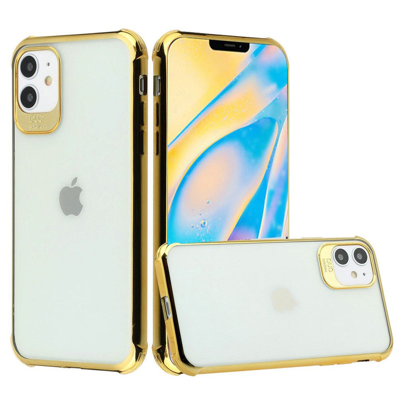 For iPhone 12 Mini 5.4 Chrome Edged Transparent TPU Case Cover - Clear/Gold