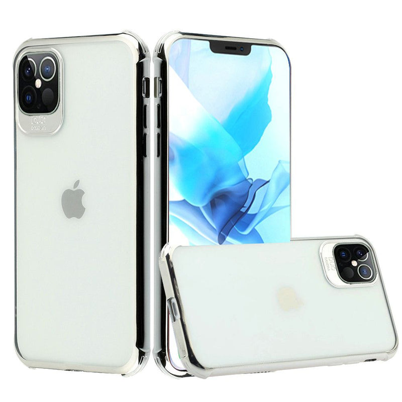 Chrome Edged Transparent TPU Case Cover For iPhone 12/Pro (6.1 Only)  - Clear/Silver