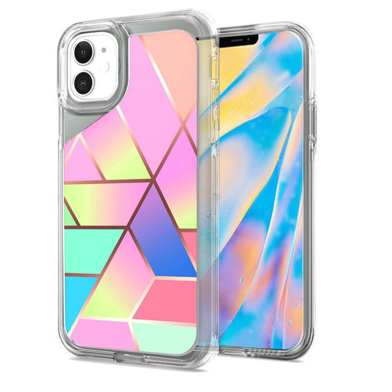 For iPhone 12 Mini 5.4 Electroplated Design Hybrid Case Cover - Rainbow