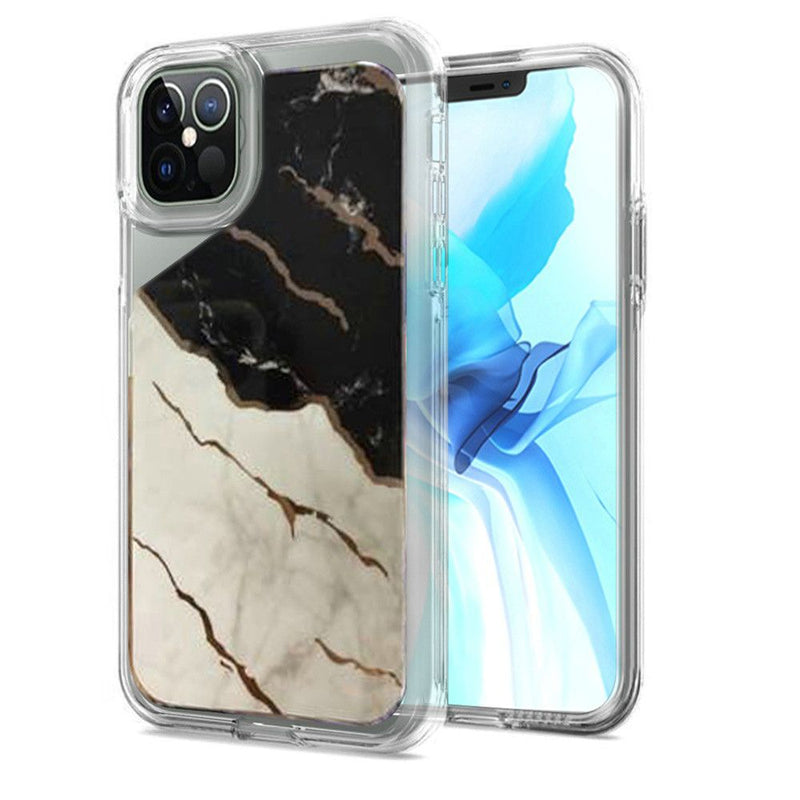 For iPhone 12/Pro (6.1 Only) Electroplated Design Hybrid Case Cover - Marble