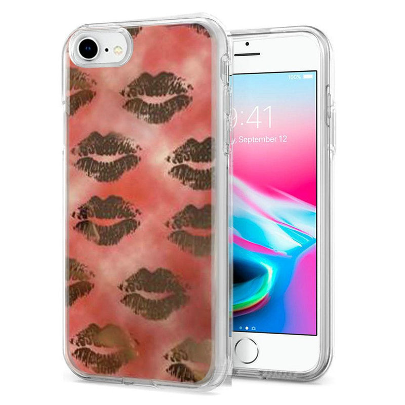 For Apple iPhone SE2 (2020) 8/7/6/6s Electroplated Design Hybrid Case Cover - Kisses