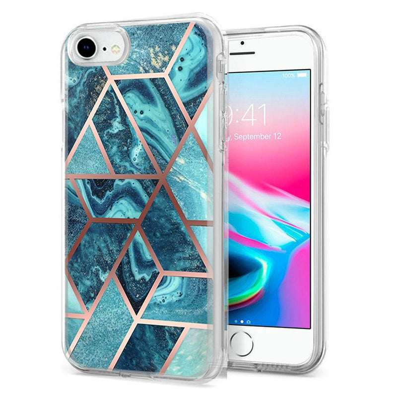 For Apple iPhone SE2 (2020) 8/7/6/6s Electroplated Design Hybrid Case Cover - Universe