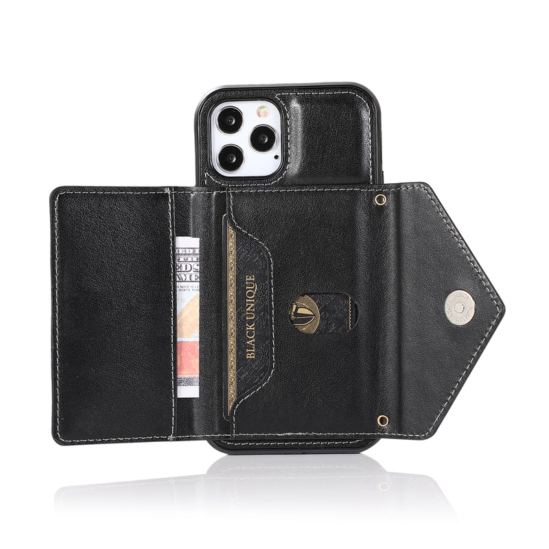 For iPhone 12 Pro Max 6.7 ELEGANT Wallet Case ID Money Holder Case Cover - Black