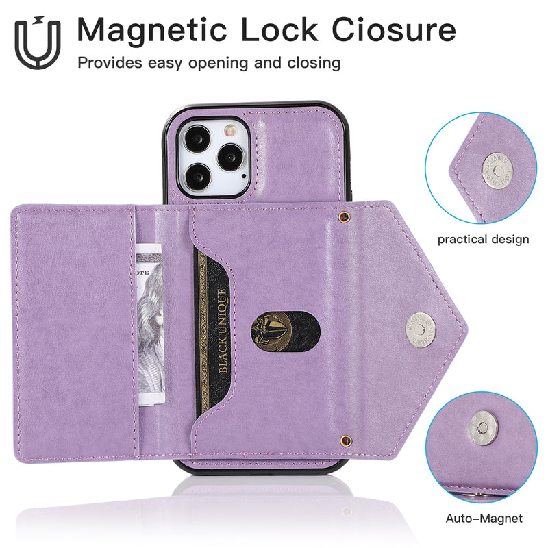 For Apple iPhone 14 PRO 6.1" ELEGANT Wallet Case ID Money Holder Case Cover - Lavender