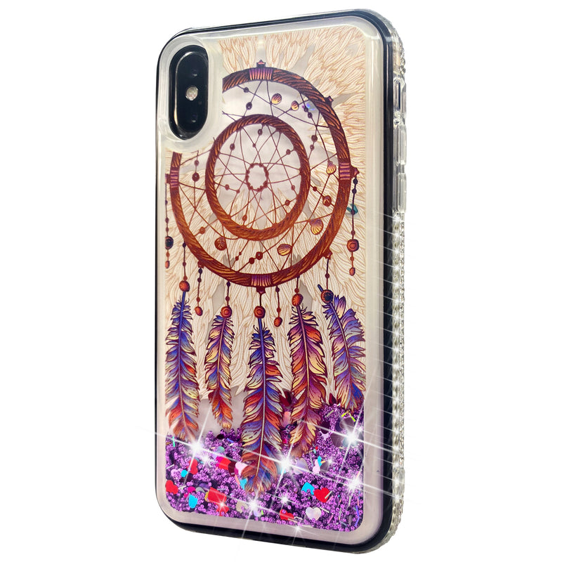 For iPhone 12/Pro (6.1 Only) Quicksand Diamond Bumper Hybrid Case Cover - Antique Feather