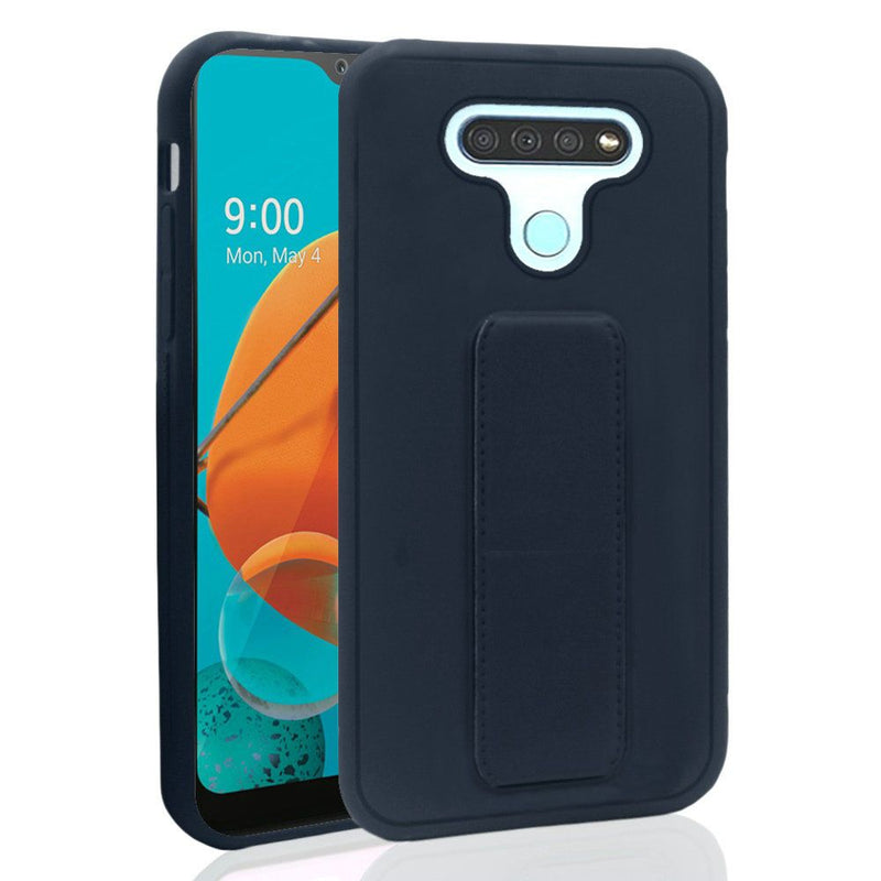 For LG K51 Foldable Magnetic Kickstand Vegan Case Cover - Dark Blue