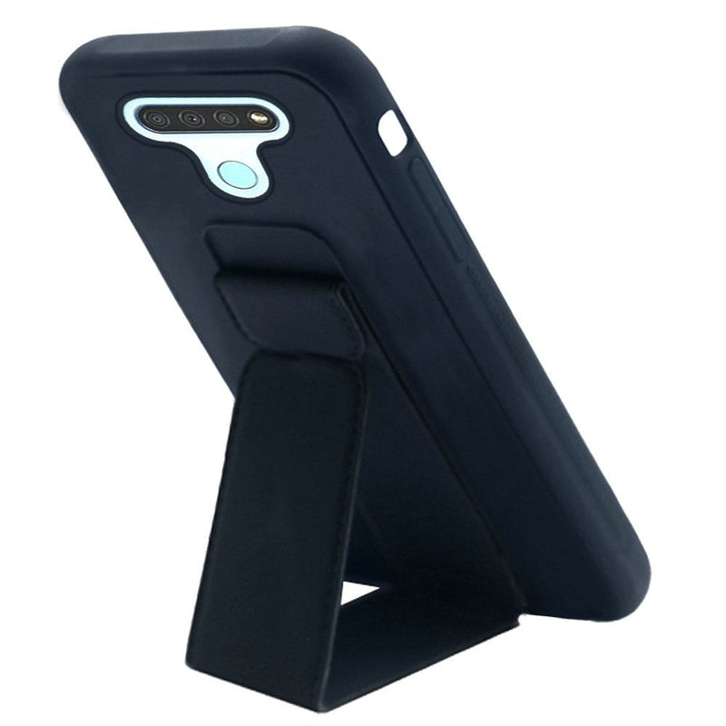 For LG K51 Foldable Magnetic Kickstand Vegan Case Cover - Dark Blue