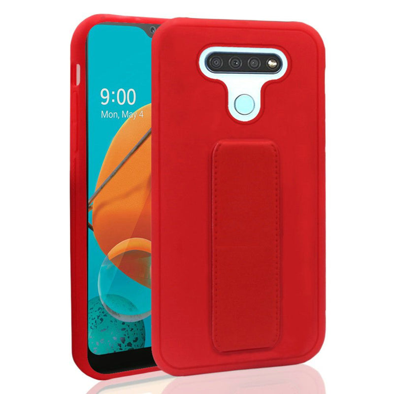 For LG K51 Foldable Magnetic Kickstand Vegan Case Cover - Red