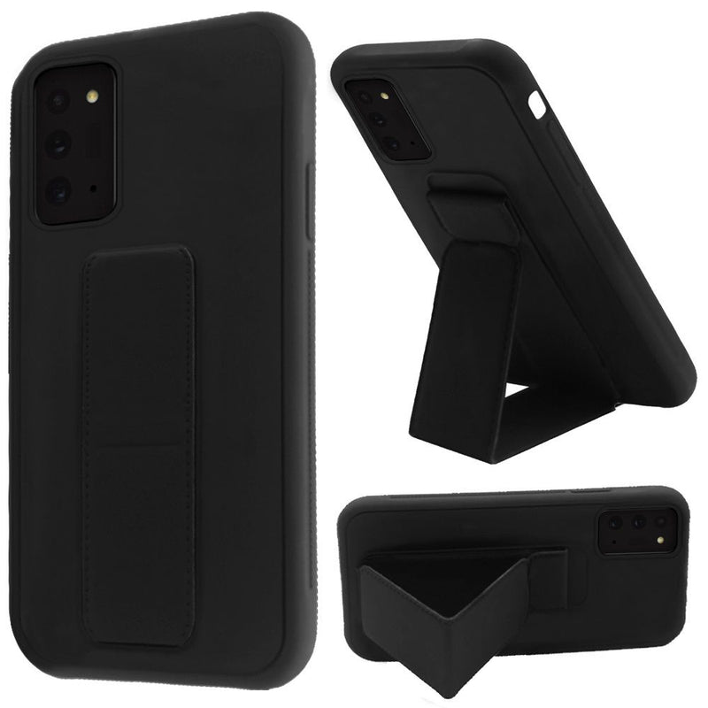 For Samsung Galaxy Note 20 Foldable Magnetic Kickstand Vegan Case Cover - Black